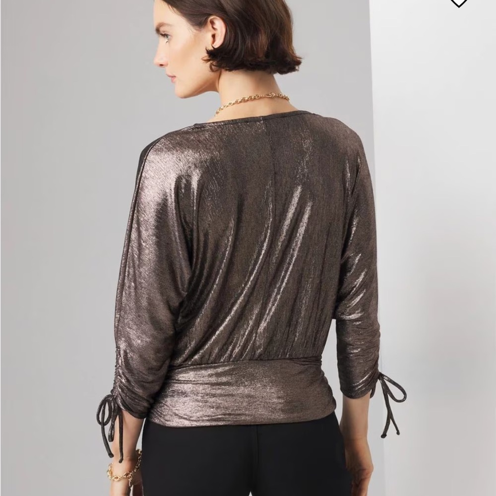 WHBM Metallic Surplice Top - Picture 4 of 8